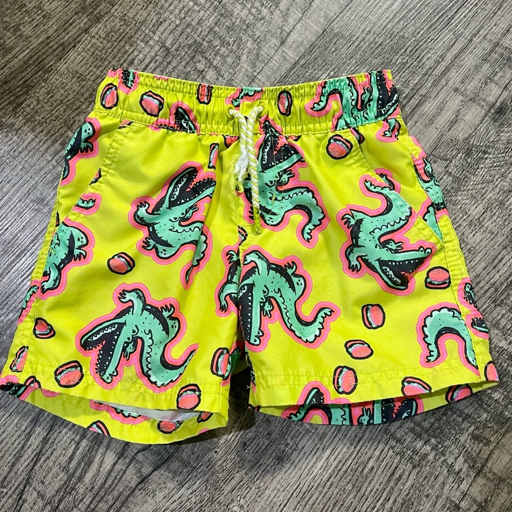 Cat & Jack Yellow Swim Trunks with Alligator Print